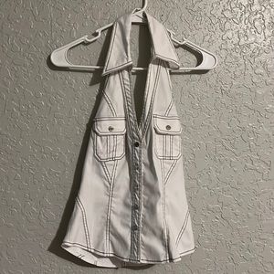 Vintage halter open back collared blouse.